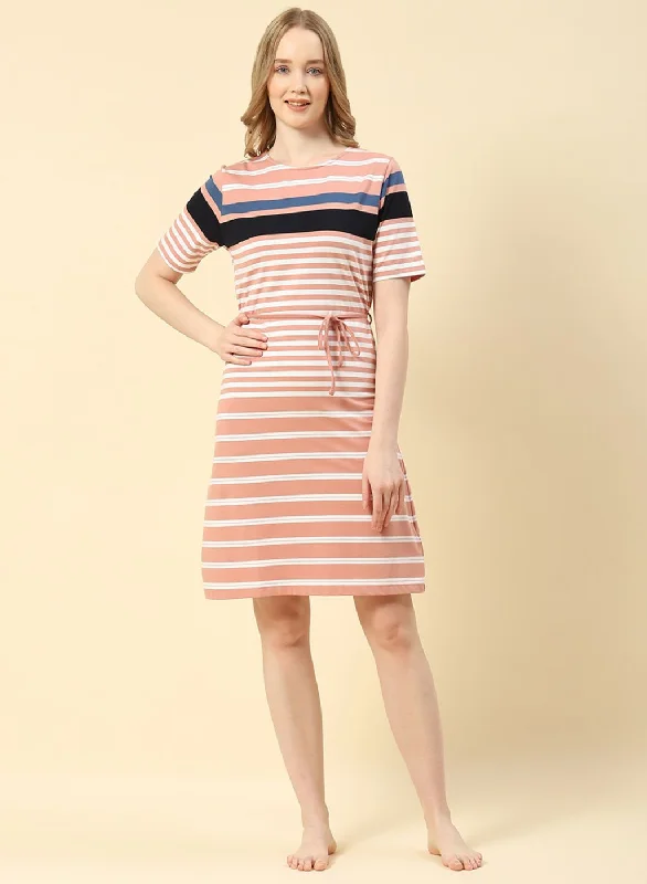 Women Pink Stripe Dress Woman Clothing