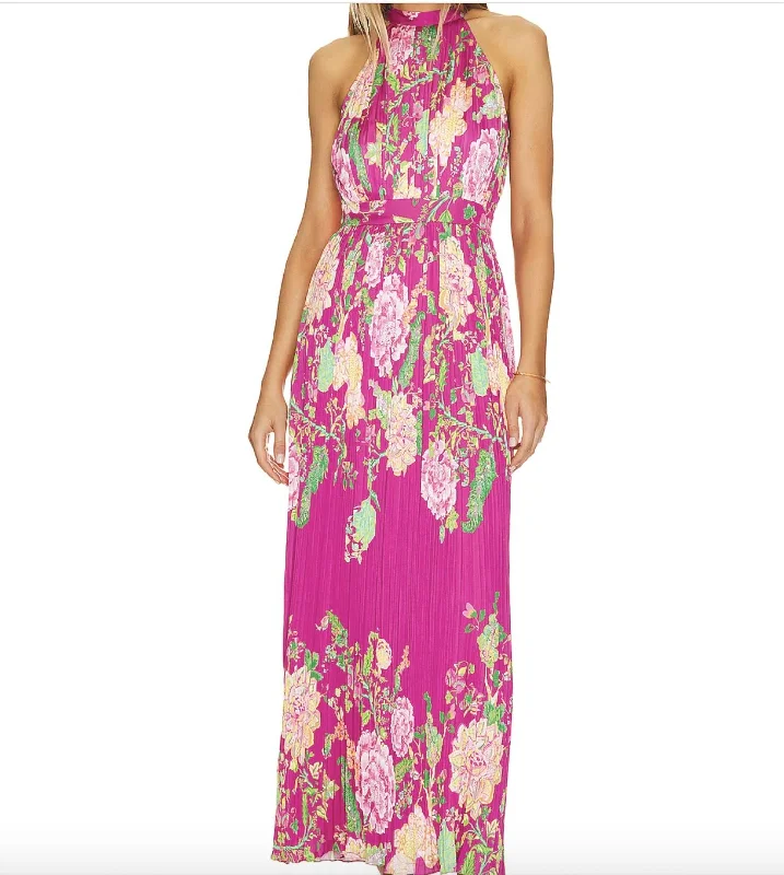 Chloe Long Dress In Fuchsia Pink Women's Casual Clothing For Lounging