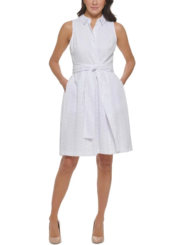 Womens Cotton Knee-Length Shirtdress Sustainable Women's Apparel