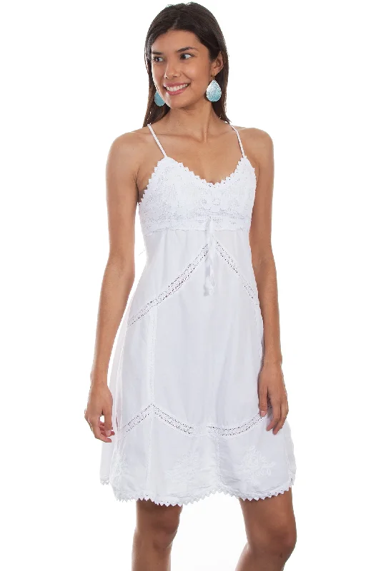 Scully Womens White 100% Cotton Summery S/L Dress Eclectic Fashion