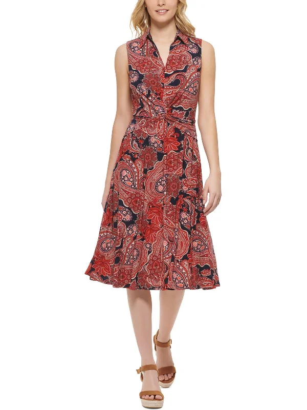 Womens Paisley Knee Fit & Flare Dress Clothes Of Woman