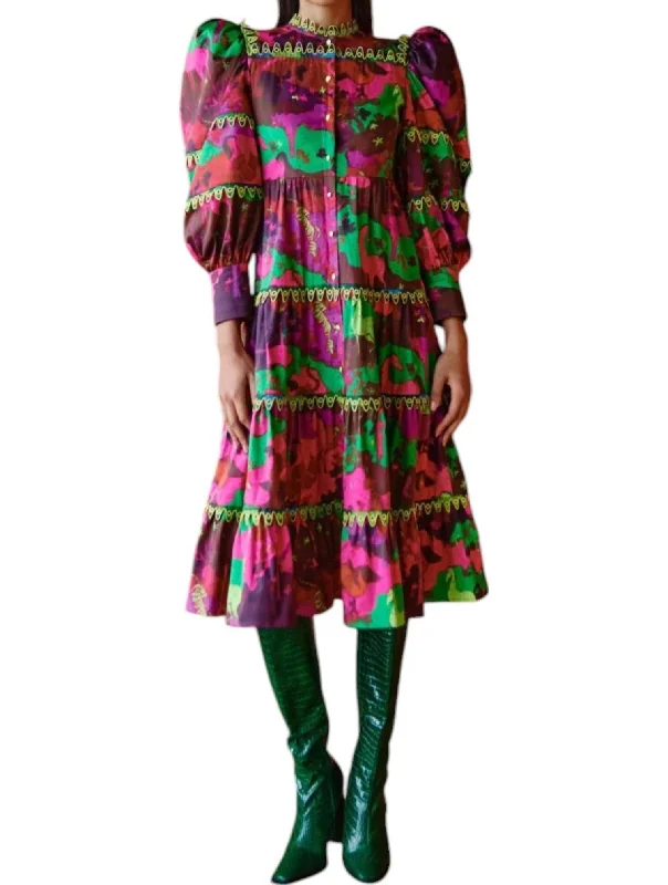 Hasu Dress In Purple Multi Women's Luxury Apparel