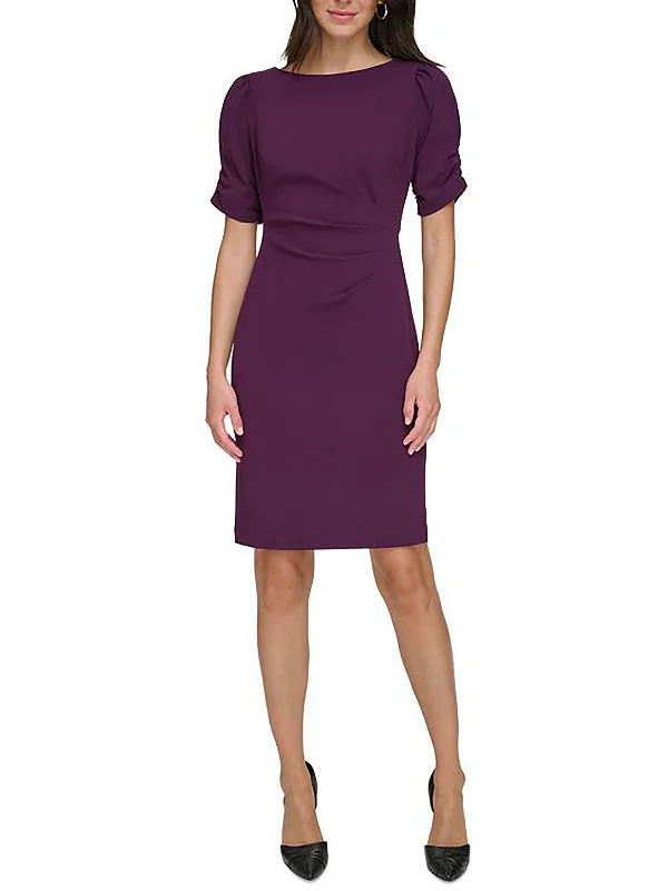 Womens Crepe Shirred Sleeve Cocktail And Party Dress Affordable Women's Apparel