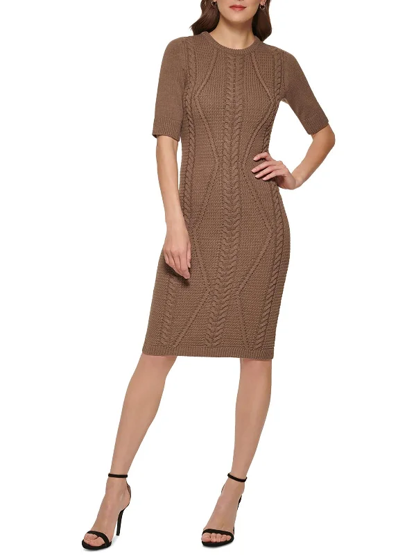 Womens Cable Knit Midi Sweaterdress Easygoing Women's Style