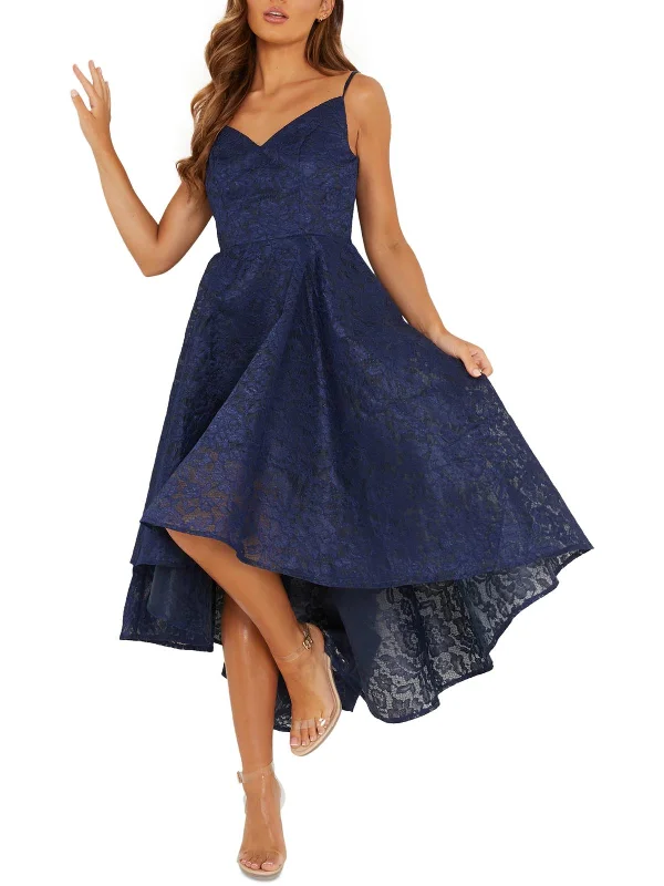 Juniors Womens Lace Hi-Low Cocktail and Party Dress Timeless Women's Outfit