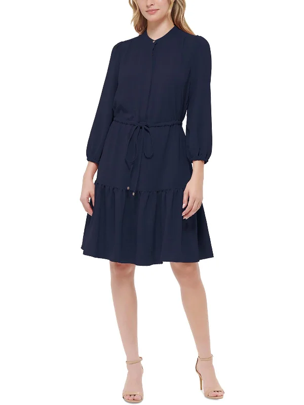 Womens Tiered Polyester Shirtdress Luxury Women's Fashion