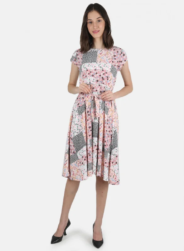 Women Pink Printed Dress Discount Price