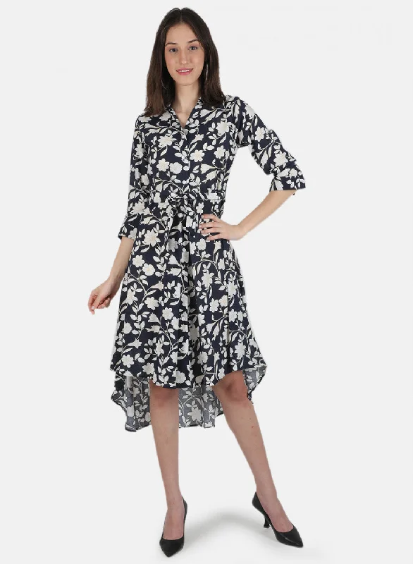 Women Navy Blue Printed Dress Sales Clothes