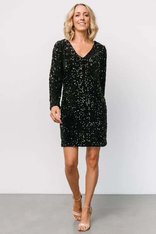 Betty Sequin Short Dress | Black Affordable Fashion for Women