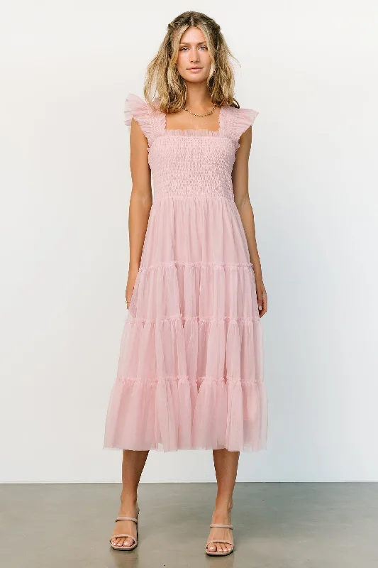 Emma Smocked Tulle Dress | Mauve Chic Women's Outfit