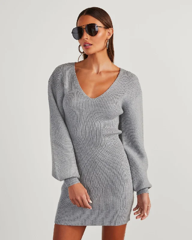 Fall Is Mine Ribbed Mini Sweater Dress Fashion-forward Women's Wear