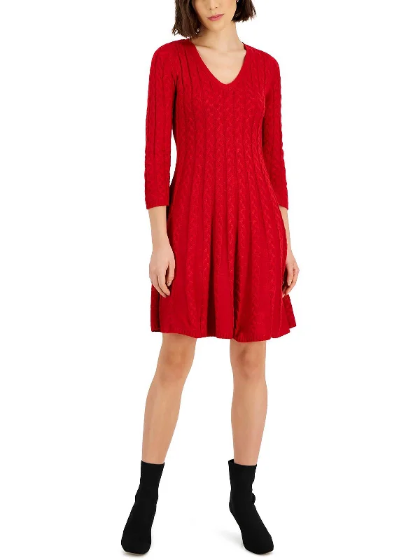 Womens Cable Knit Mini Sweaterdress Women's Office Outfit