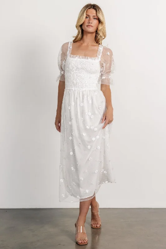 Emilia Embroidered Dress | Off White Women's High-Fashion Outfit