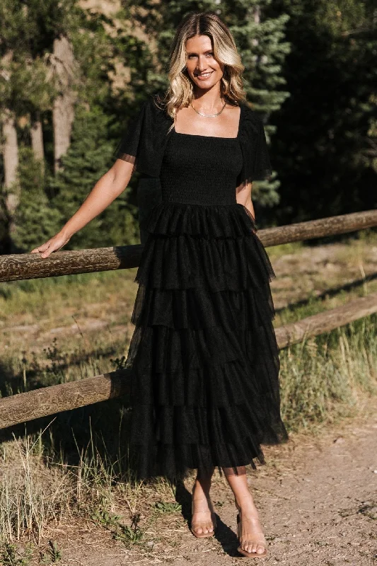 Cherise Tulle Tiered Dress | Black Unique Women's Fashion Pieces