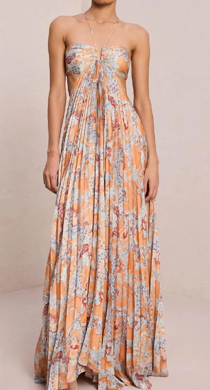 Moira Dress In Apricot Multi High-Fashion Women's Clothing