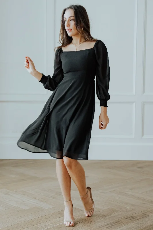 Elise Short Dress | Black Women's Chic Outerwear Outfit