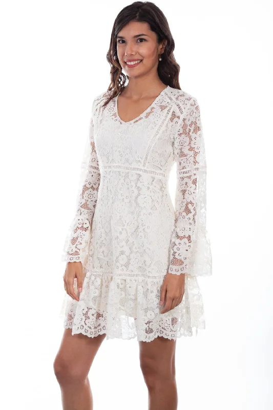 Scully Womens Two Piece Lace Ivory Cotton Blend L/S Dress Women's Elegant Clothing Sets