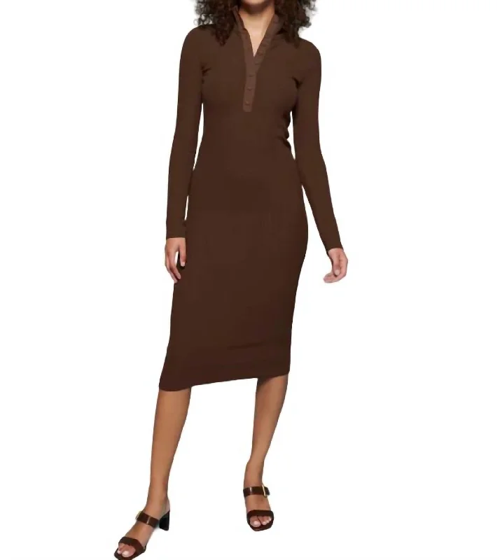 Phoebe Turtleneck Dress In Dark Chocolate Affordable Women's Clothing