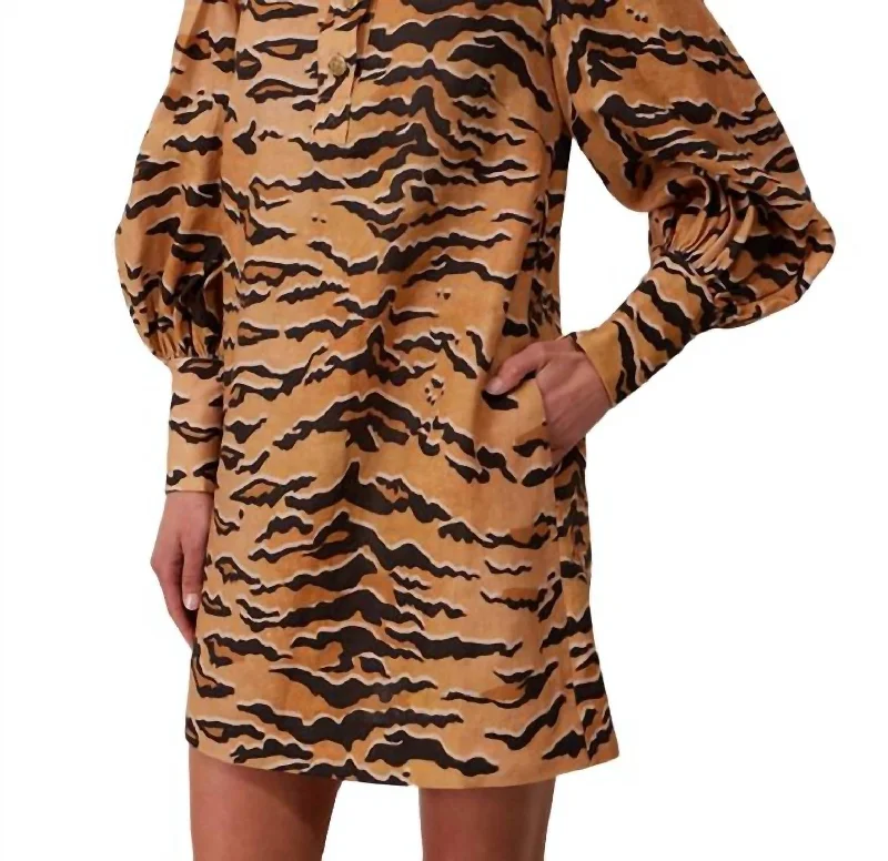 Matchmaker Tunic Dress In Tan Tiger Stylish Outerwear Clothing For Women