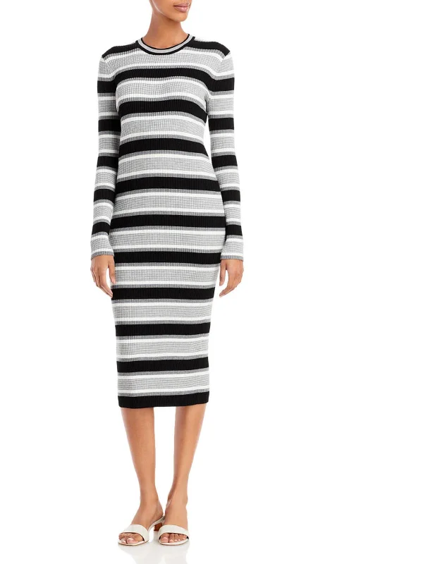 Womens Striped Crewneck Sweaterdress Casual Chic for Women