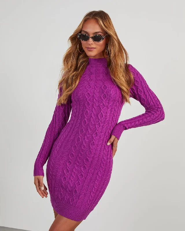 Terri Cable Knit Mini Sweater Dress Flash Sale Clothing