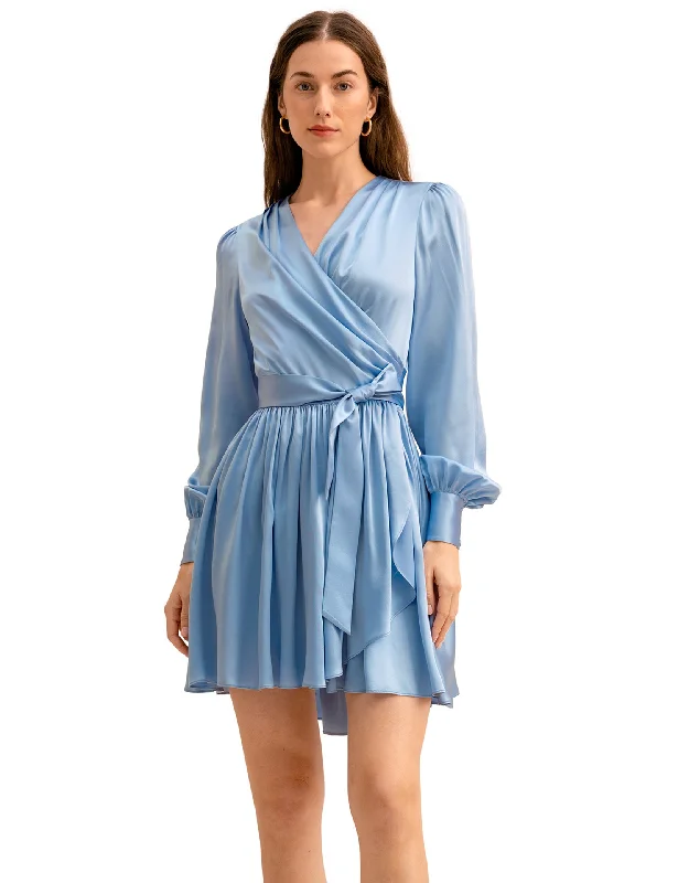 The Linaria V Neck Silk Wrap Dress for Women Charming Everyday Clothing For Women