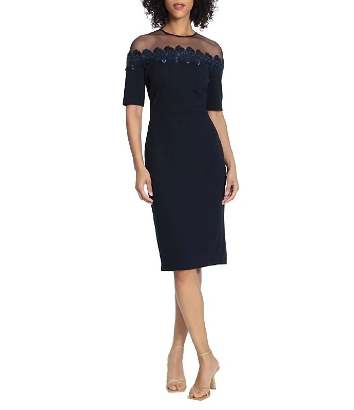 Illusions Dress in Navy Women's Party Clothes