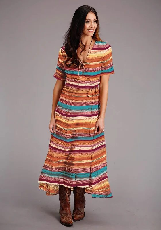 Stetson Womens Sunset Serape Multi-Color 100% Rayon S/S Dress Fashionable Women's Clothing