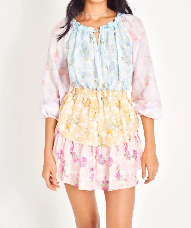 Popover Dress In Rainbow Clouds Women's Elegant Outfit