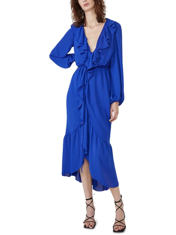 Womens Ruffled Surplice Wrap Dress Women's Travel Attire