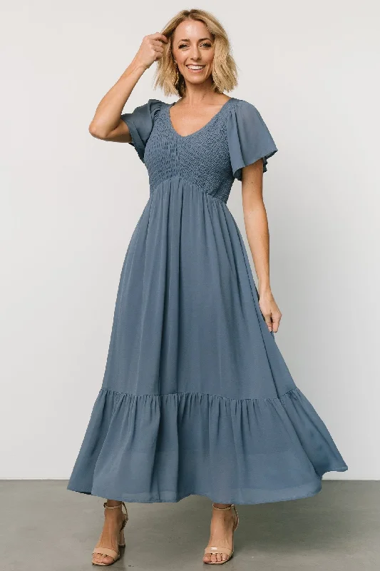 Monica Smocked Dress | Whisper Blue Comfortable Garments For Women