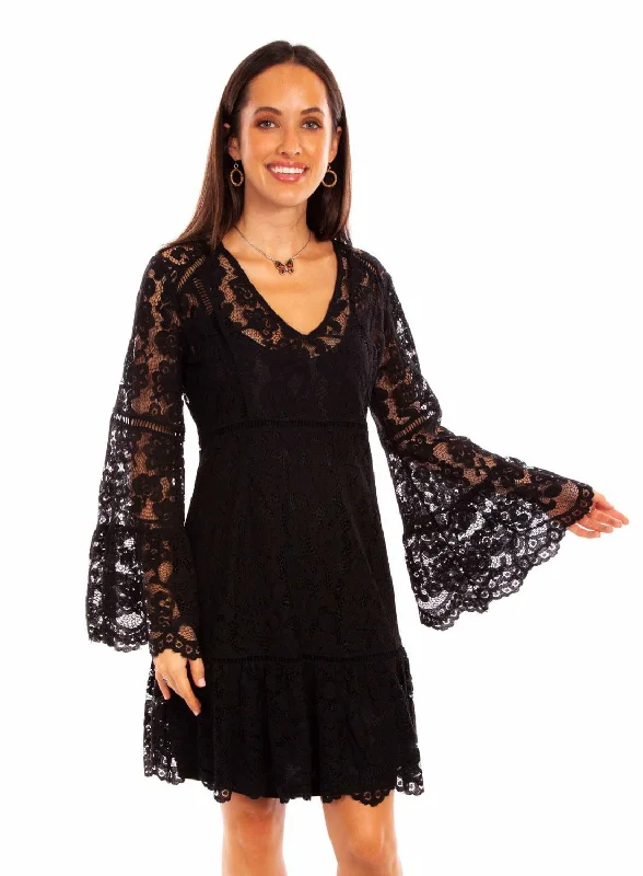 Scully Womens Two Piece Lace Black Cotton Blend L/S Dress Women's Clothing For Outdoor Activities