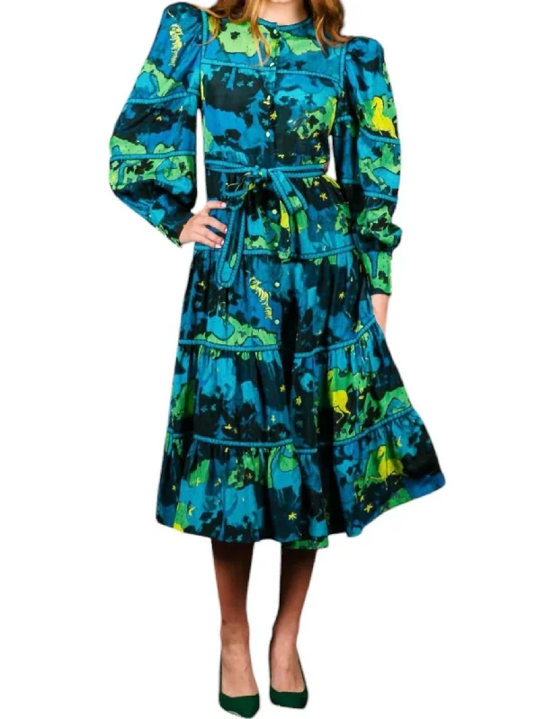 Hasu Dress In Blue Multi Women's Plus-Size Apparel