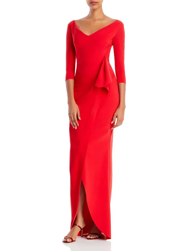 Womens Faux Wrap Long Evening Dress Women's Seasonal Attire