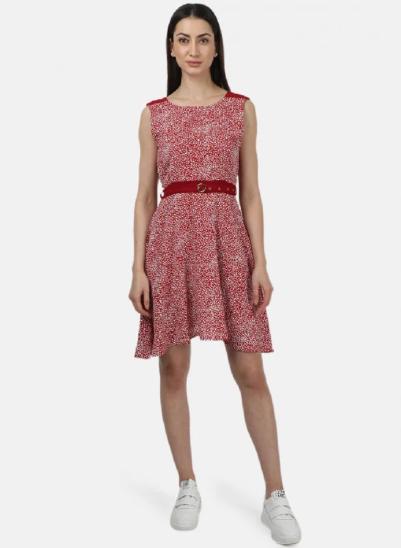 Womens Red Printed Dress Affordable Fashion for Women