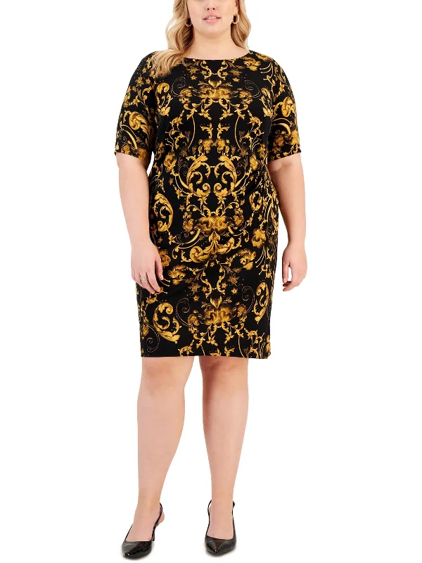 Plus Womens Printed Short Sleeves Sheath Dress Designer Women's Fashion Online