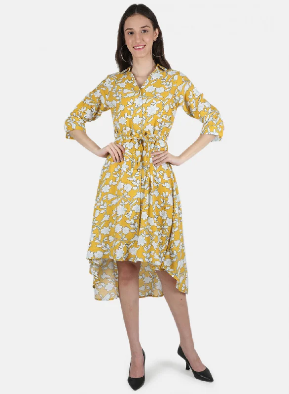 Women Yellow Printed Dress Sales For Clothes