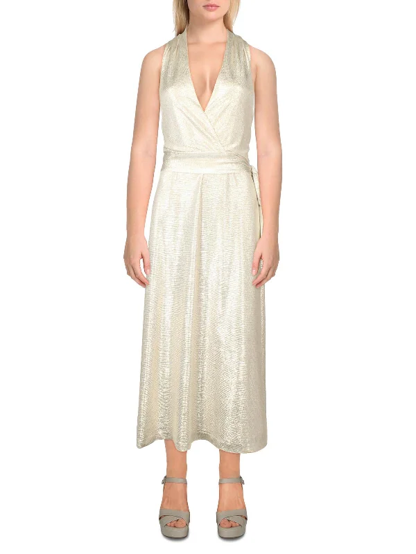 Womens Metallic Halter Cocktail And Party Dress Clothing Sale