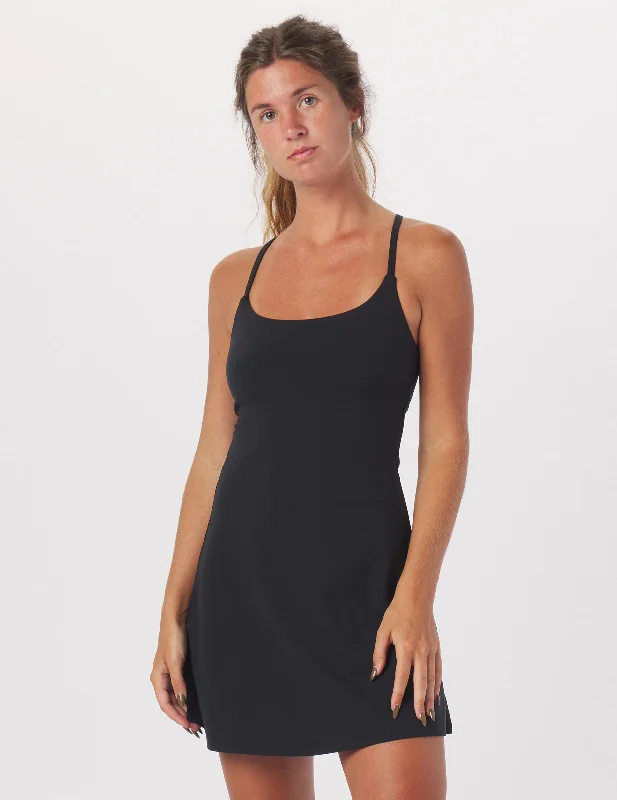 Pure Dress: Black Fashionable Women's Casual Apparel