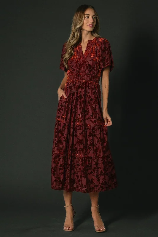 Bronwyn Velvet Dress | Rust Trendy Women's Dresses Online