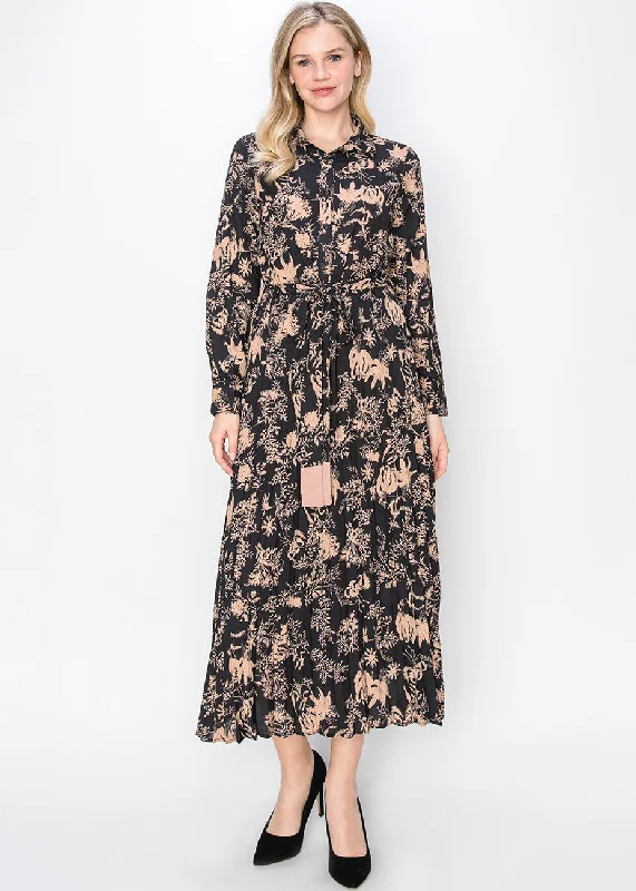 Blush & Black Garden Print Dress Women's Chic Apparel