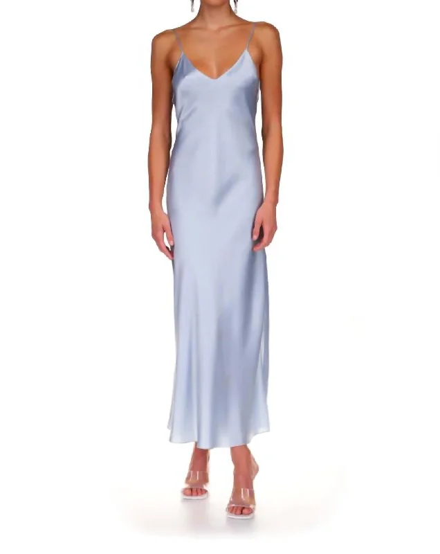 Maxi Bias Slip Dress In Blue Breeze Women's Casual and Dressy Outfits