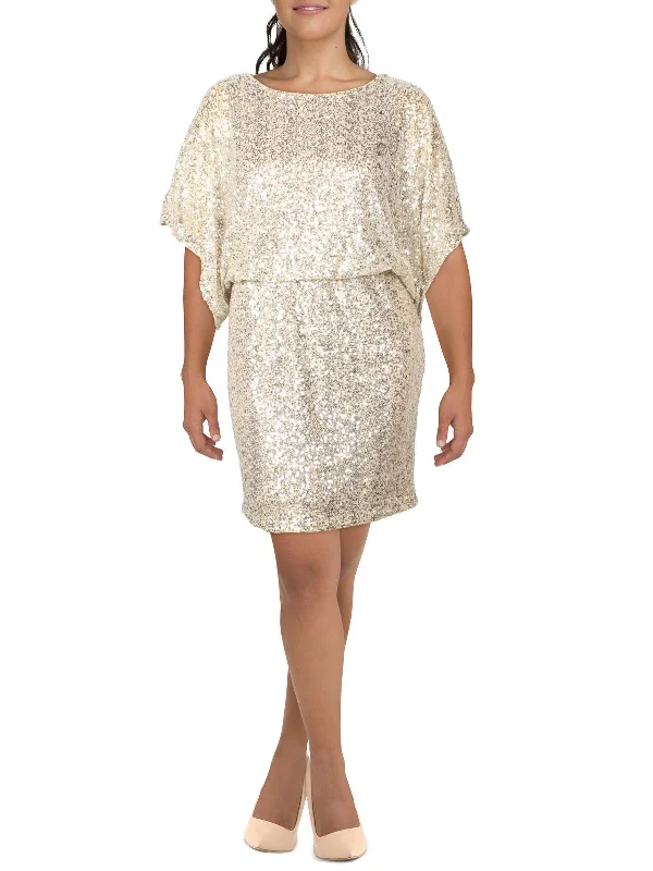 Womens Sequined Knee-Length Cocktail and Party Dress Women's Holiday Attire