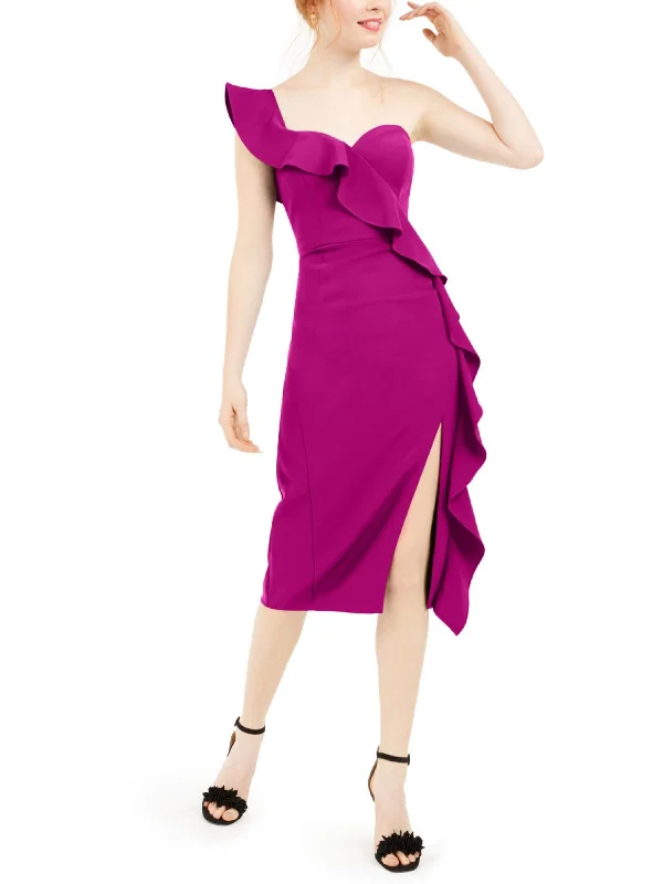 Womens Crepe Ruffled Cocktail Dress Casual Garments For Women