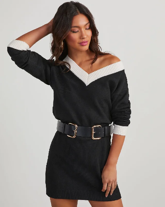 Lopez Contrast Mini Sweater Dress Clothes For Sale