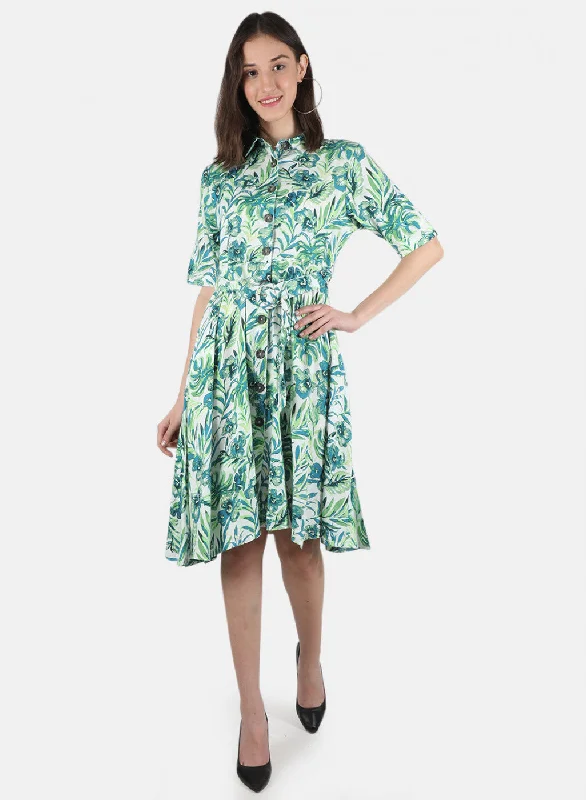 Women Green Printed Dress Sale On Clothing