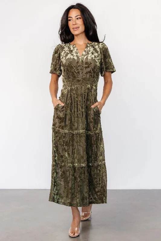 Bronwyn Velvet Dress | Olive Casual Dresses for Women