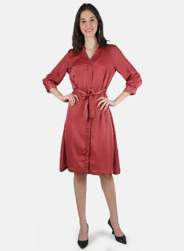 Women Dusty Pink Solid Dress Sale Clearance