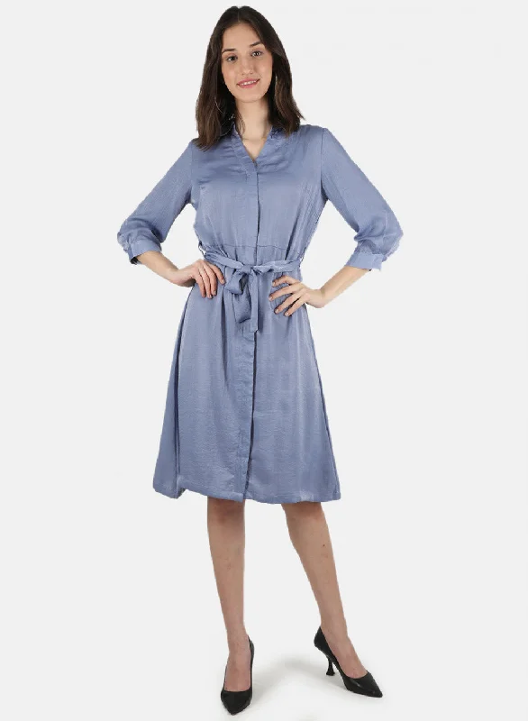 Women Grey Solid Dress Women's Clothing Sale Online