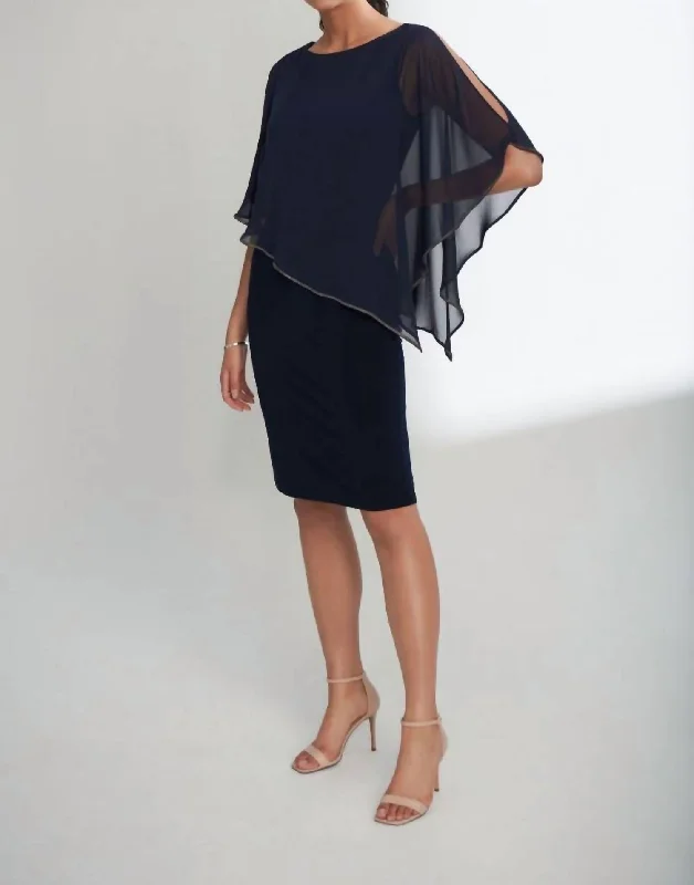 Sheer Brilliance Dress In Midnight Blue Women's Night-Out Outfit